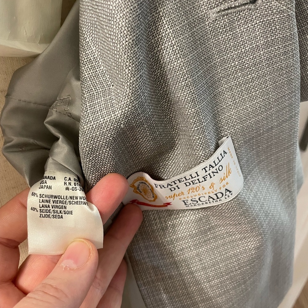 Escada Wool and Silk Blend Suit with Rhinestone Trim - Picture 8 of 16
